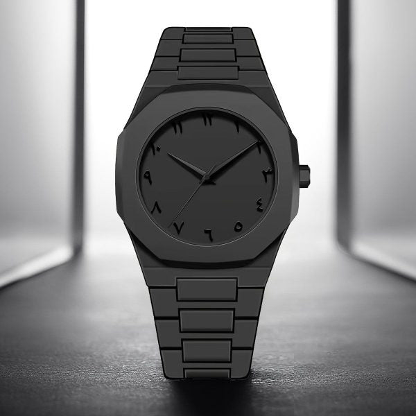 Full Black Aura Quartz Watch – Lightweight Design, With Stainless Steel