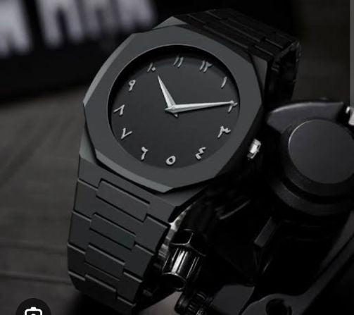 Full Black Aura Quartz Watch – Lightweight Design, With Stainless Steel